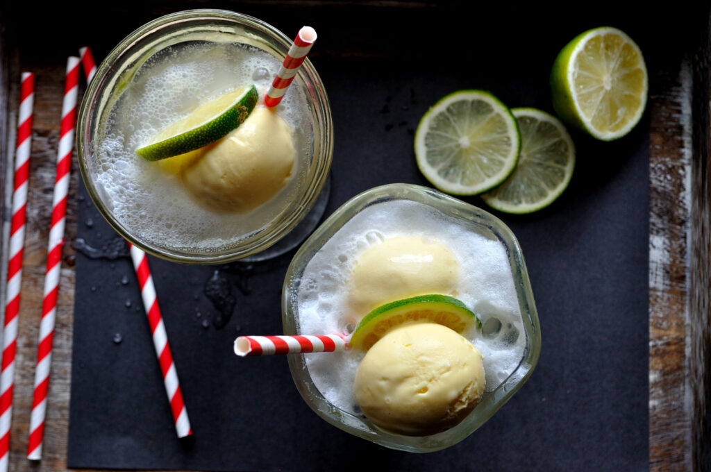 Pascale's Passionfruit Ice Cream LimeSoda Float - Epicuria Catering, Ottawa